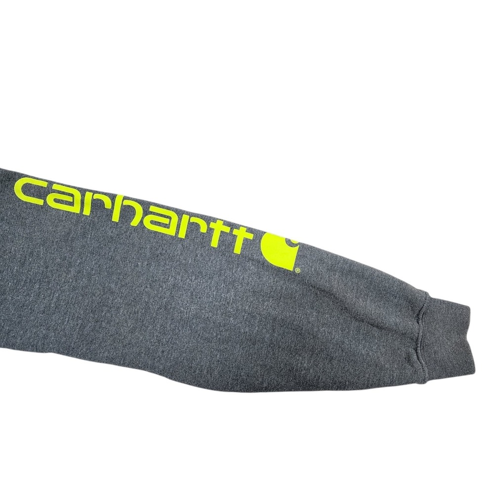 Carhartt Hoodie Gray Loose Fit Men's Large Tall Logo Sleeve Sweatshirt Pullover - Picture 4 of 9